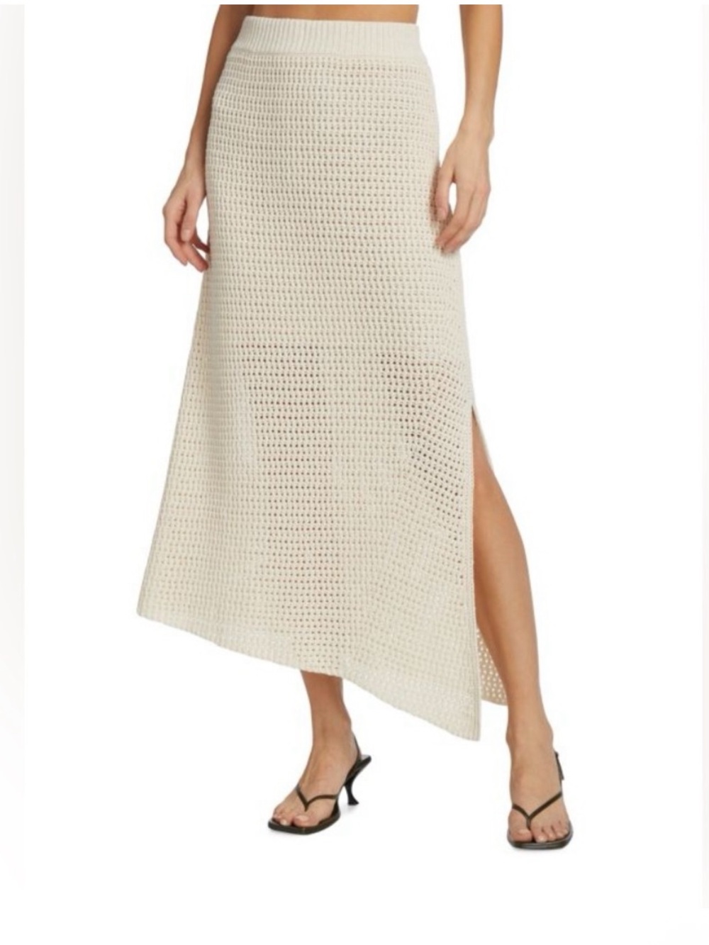 NWT A.L.C. Caleb Crochet Knit Midi Skirt In Ivory XS